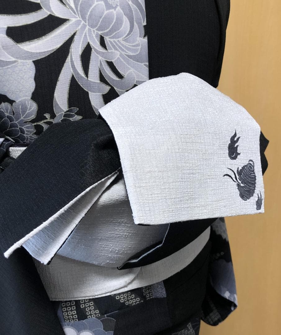 帯2　撫松庵　妖怪円陣刺繍　半幅帯　ライトグレー　新品タグ付き　３５０００円