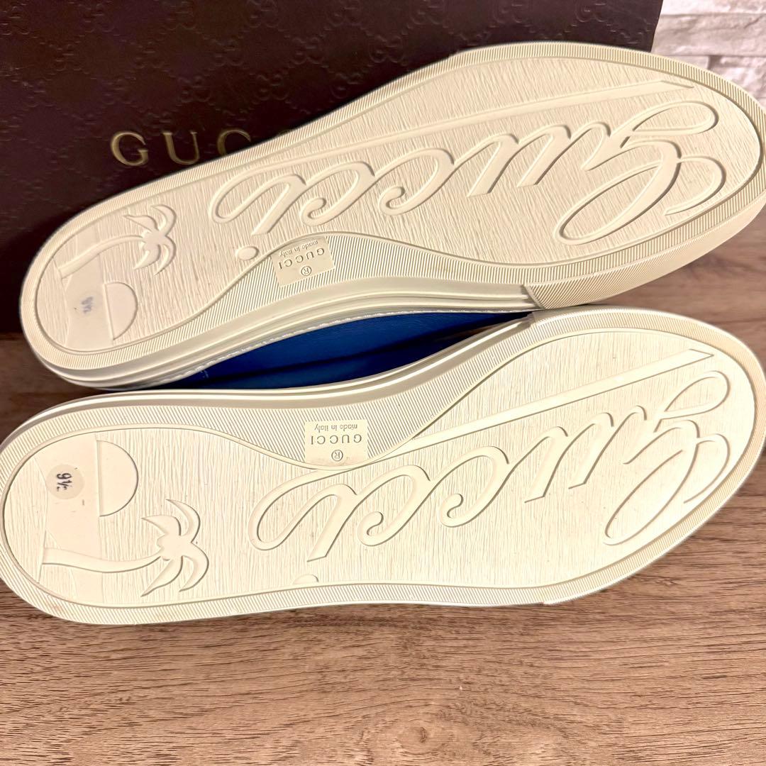 (新品未使用)GUCCI グッチ　本革　シューズ　ブルー　クレストロゴ　28