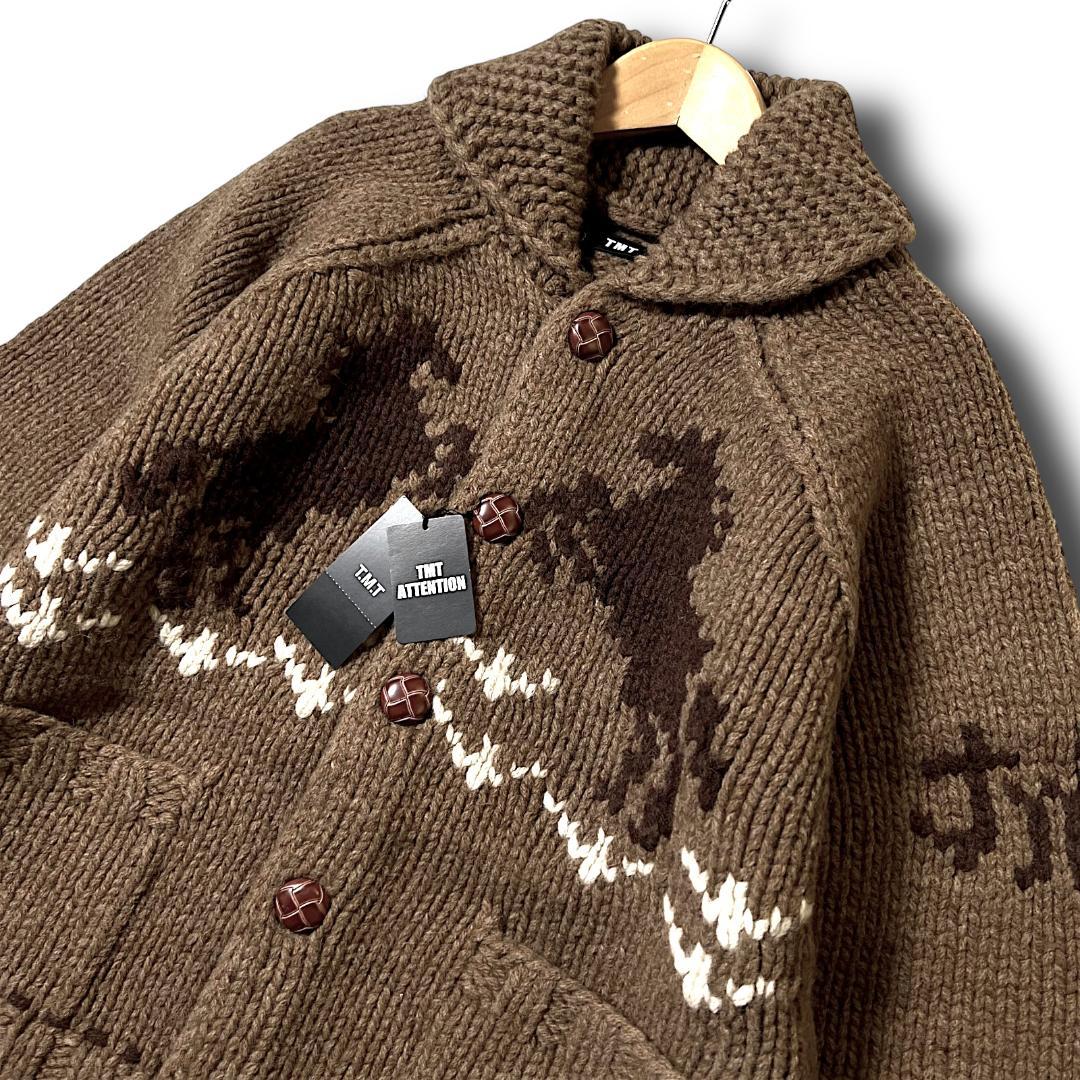 M 定価6.6万 TMT ティーエムティー カウチンニット カーディガン 茶