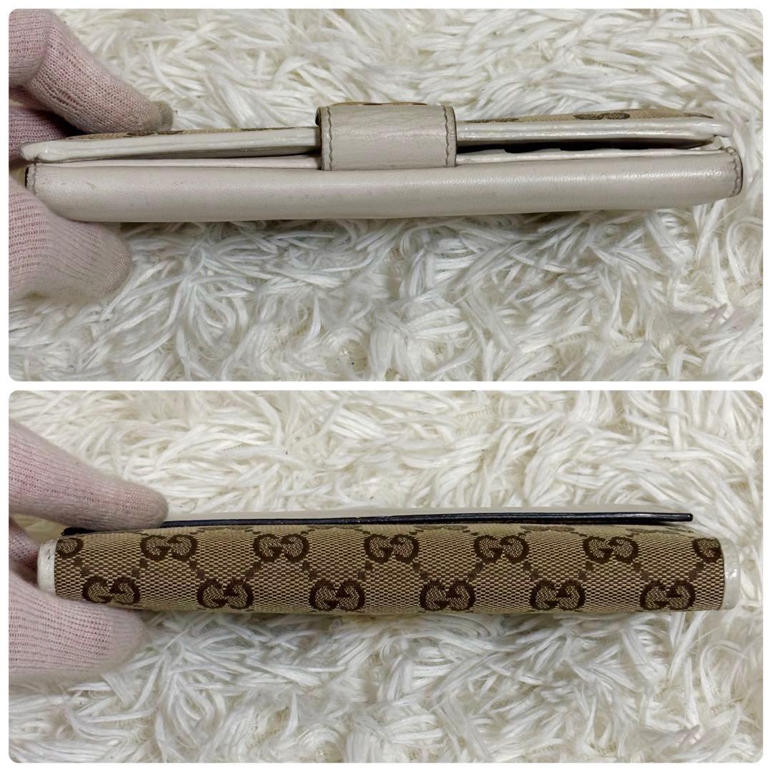 GUCCI GGキャンバス ラブリーハート 長財布 Wホック　白　ロゴ