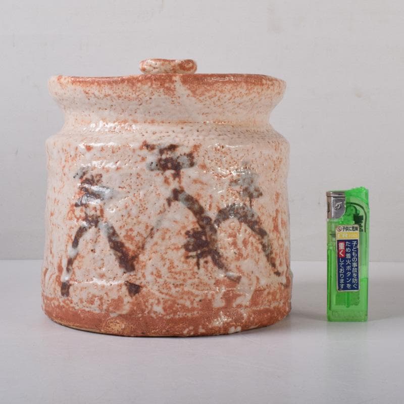 茶道具　本阿弥光仙作　志野焼　絵志野　山水文　水指　共箱　C　7514