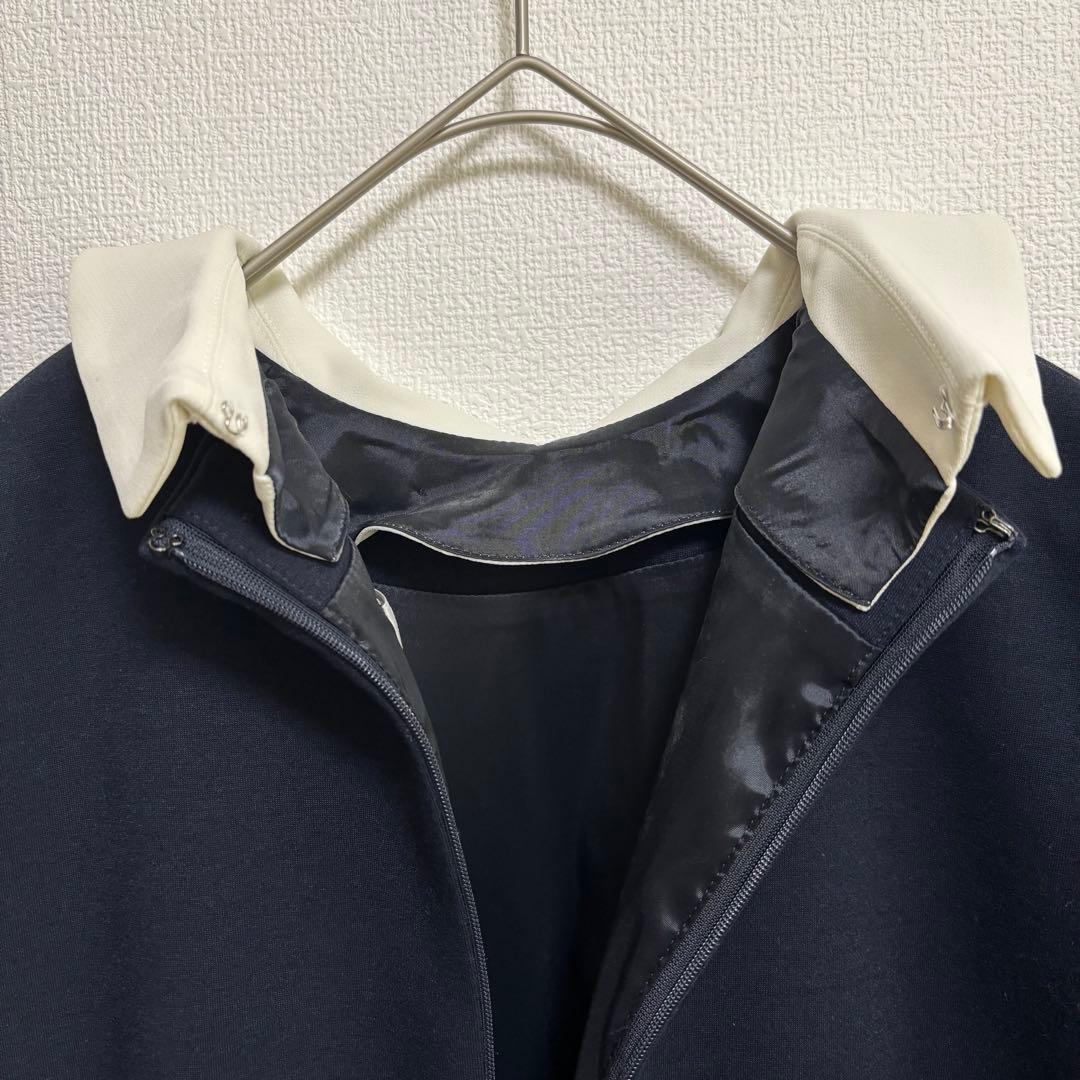 セルフォード 襟付きポンチコクーンワンピース M ネイビー 卒入学