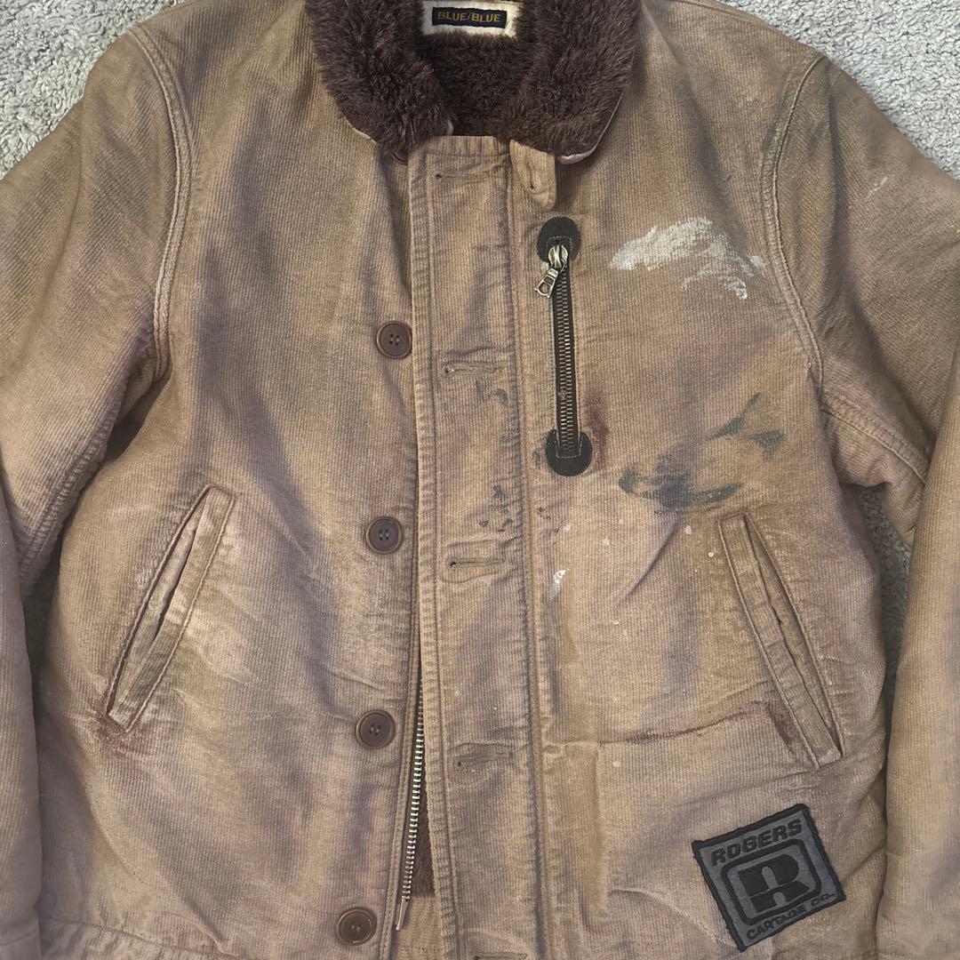 BLUE BLUE ジャーマンクロスN-1デッキジャケット　ビンテージ加工