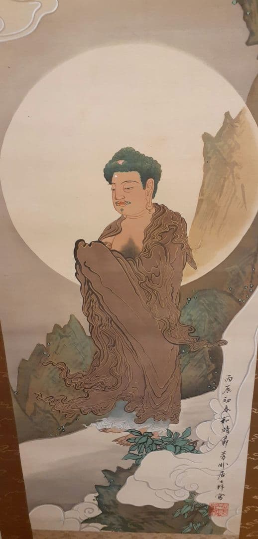 浮世絵掛軸 月夜の人物