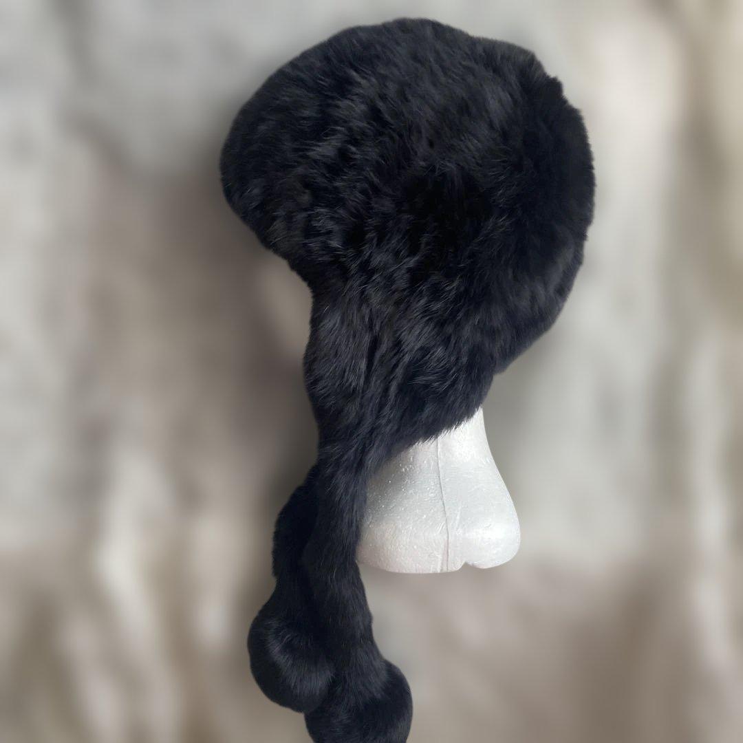 CA4LA ラビットファー ニット帽 ブラック➕ネコリパ