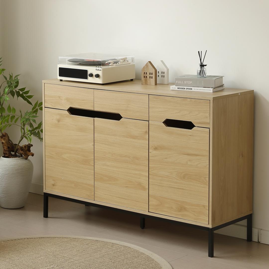 【幅118cm】キャビネット 木製 収納棚 チェスト サイドボード　ナチュラル