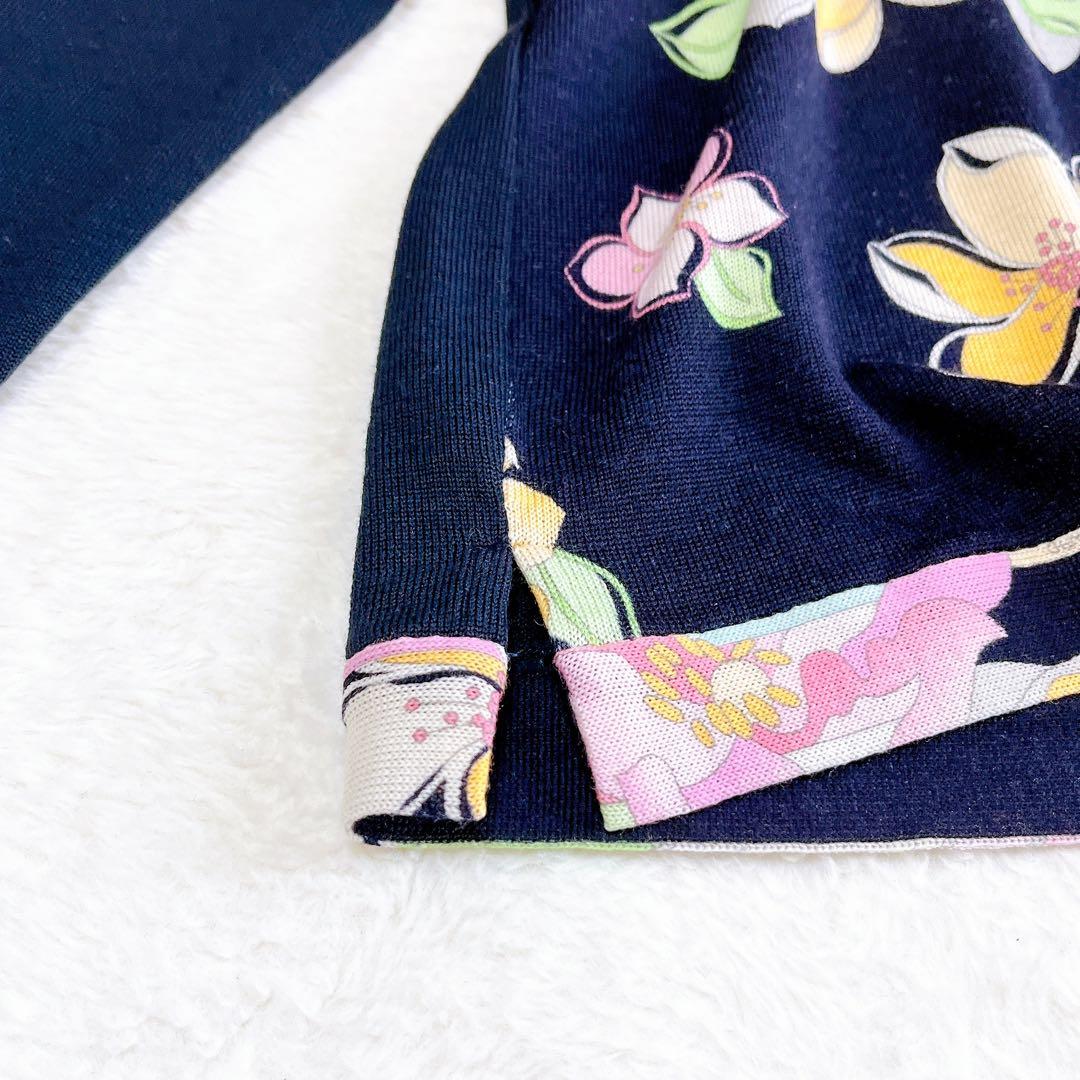 レオナール スポーツ 長袖ニット　ウール100% 大きいサイズ44ダークネイビー