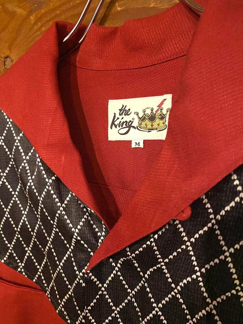 ♛the King / オープンシャツ♛ カラー / ワインレッド M