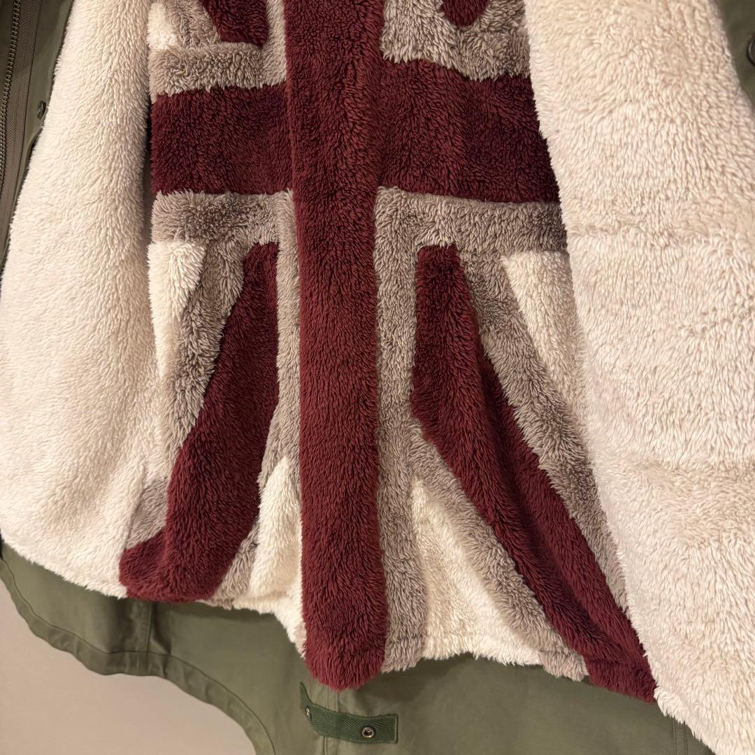 【フレッドペリー】ライナー付きモッズコート ユニオンジャック柄 カーキ