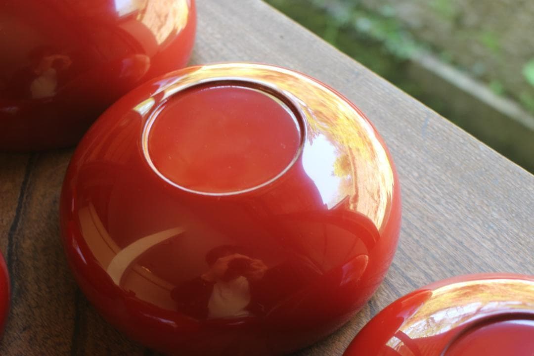 デッドストック！極上塗分け漆の美しい応量器＆蓋揃いセット（検輪島塗器七つ椀懐石椀