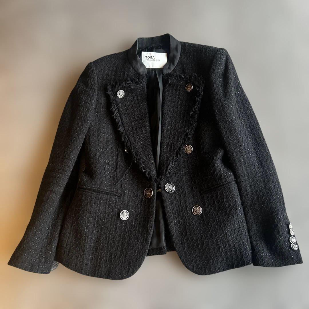 トーガTOGAツイードフリンジボタンジャケット