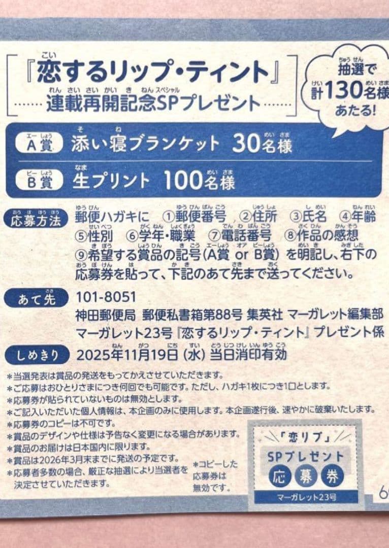 恋するリップティント 添い寝ブランケット 懸賞 未開封 激レア 即購入️⭕️