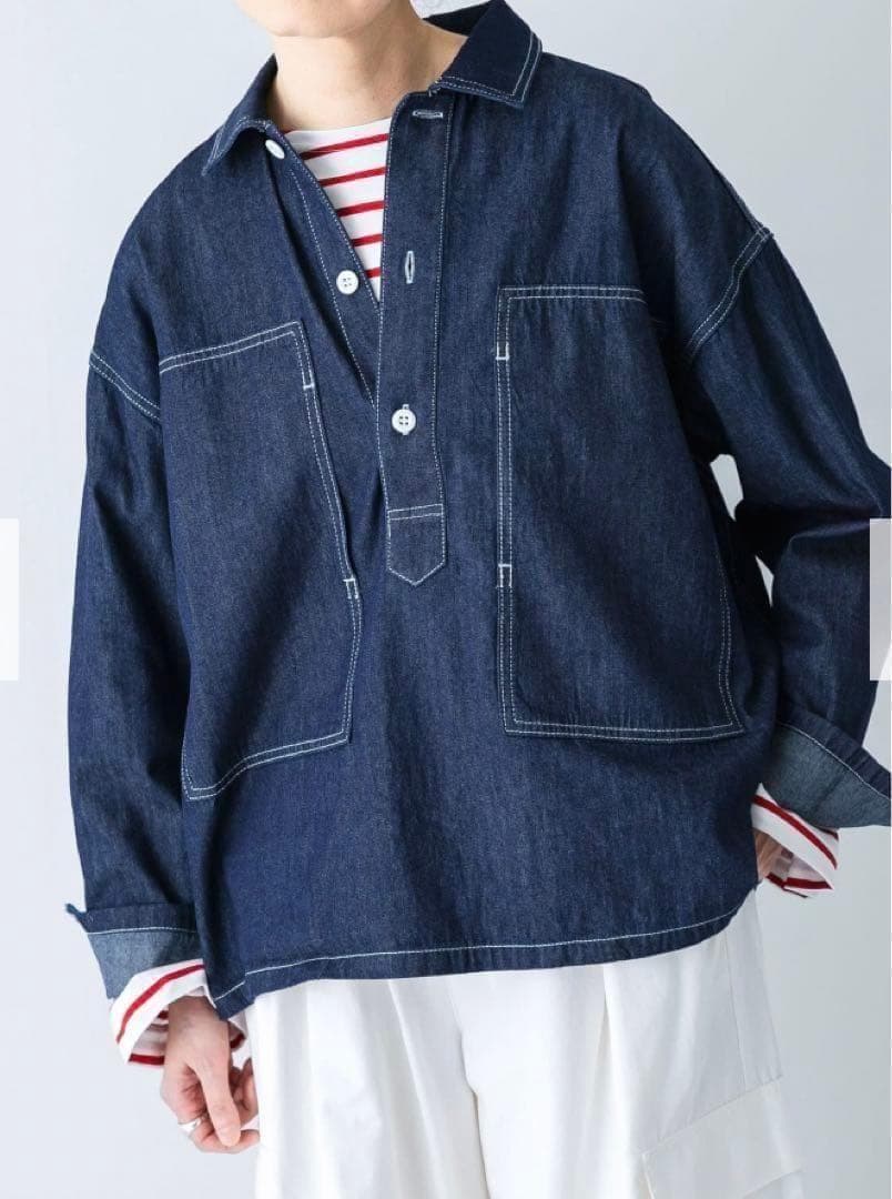 即日発送 入手困難 新品 かぐれ デニムプルオーバーシャツ INDIGO