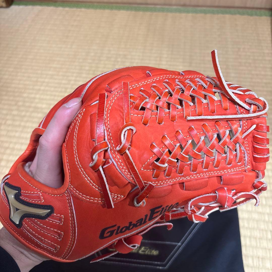 t*o様 Mizuno Global Elite 軟式グローブ 内野手用 オレン