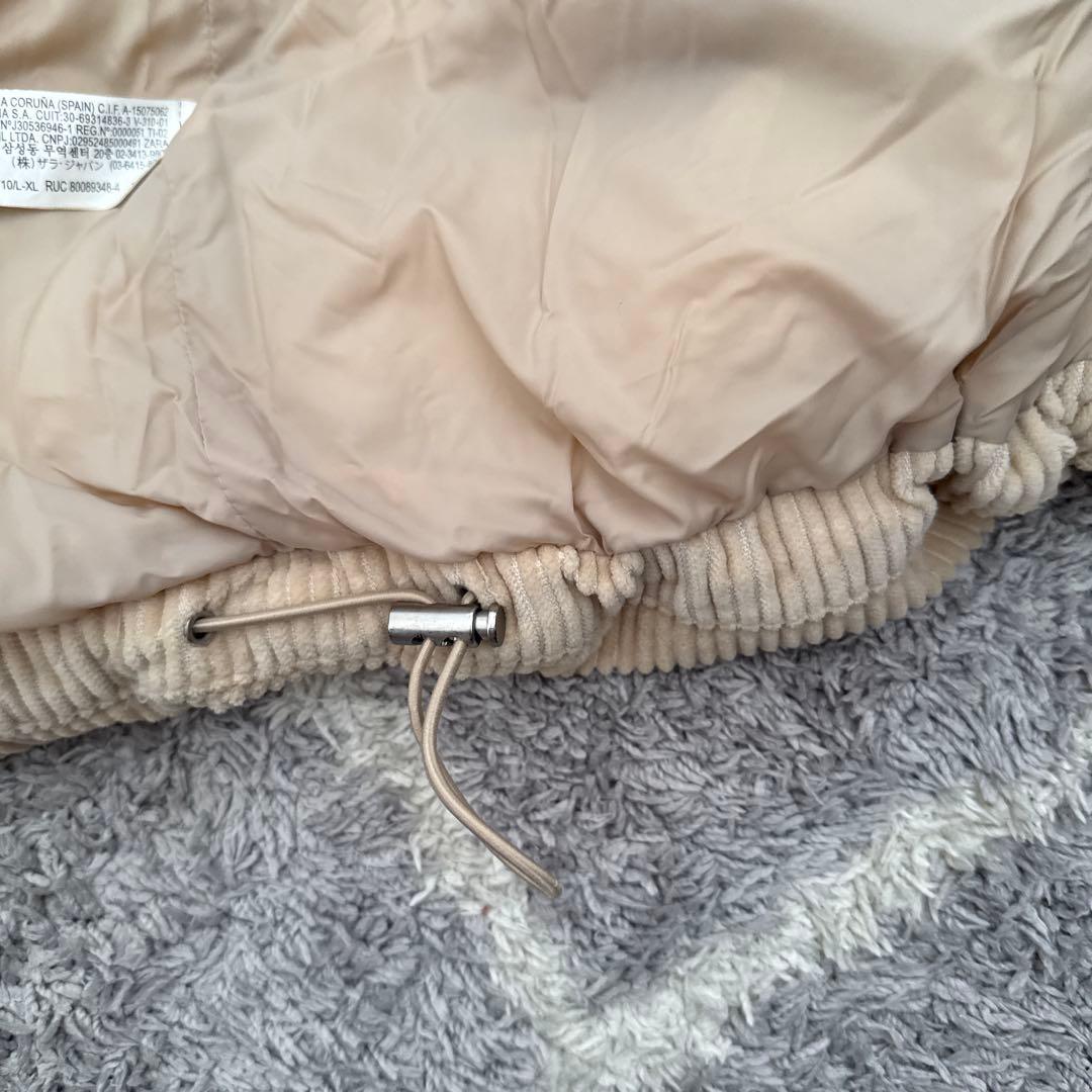 ZARA コーデュロイ ダウンジャケット Lサイズ　ベージュ