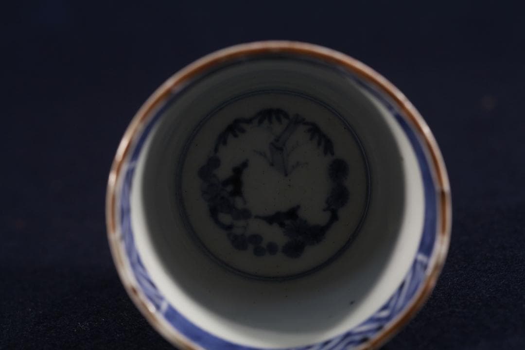 333　古伊万里色絵滝見仙人図蕎麦猪口　江戸中期