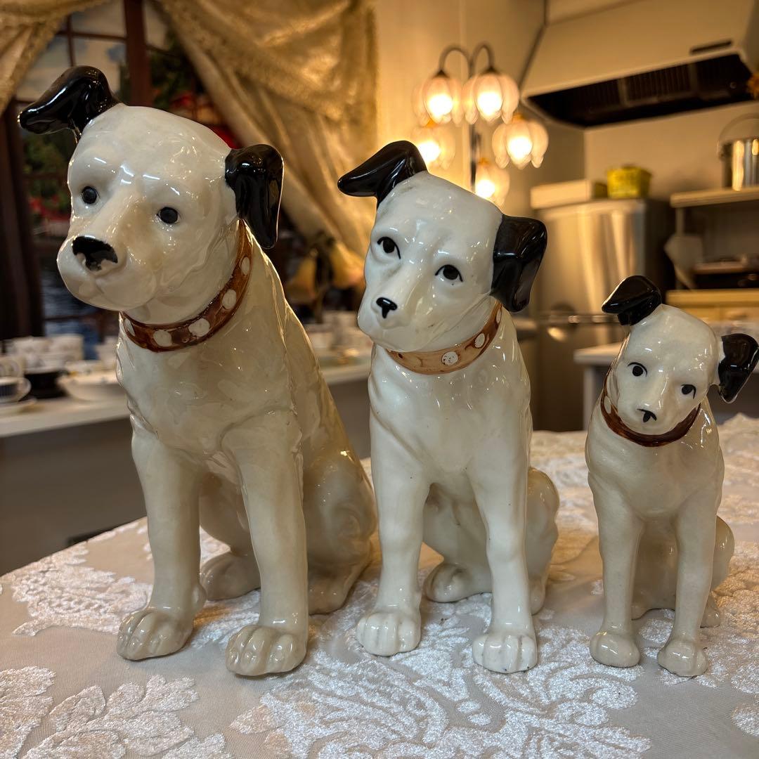 ビクター犬(ニッパー)の置物 3匹セット