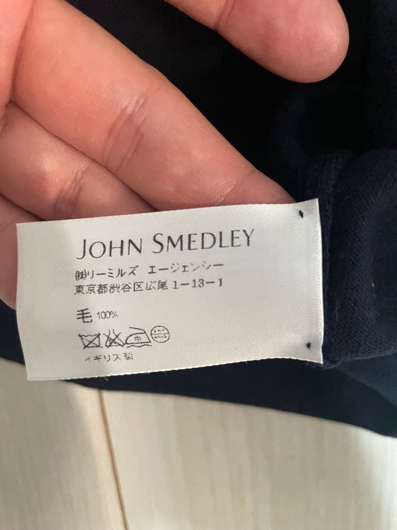 新品　JOHN SMEDLEY Vネックメリノウールセーター　ミッドナイト L