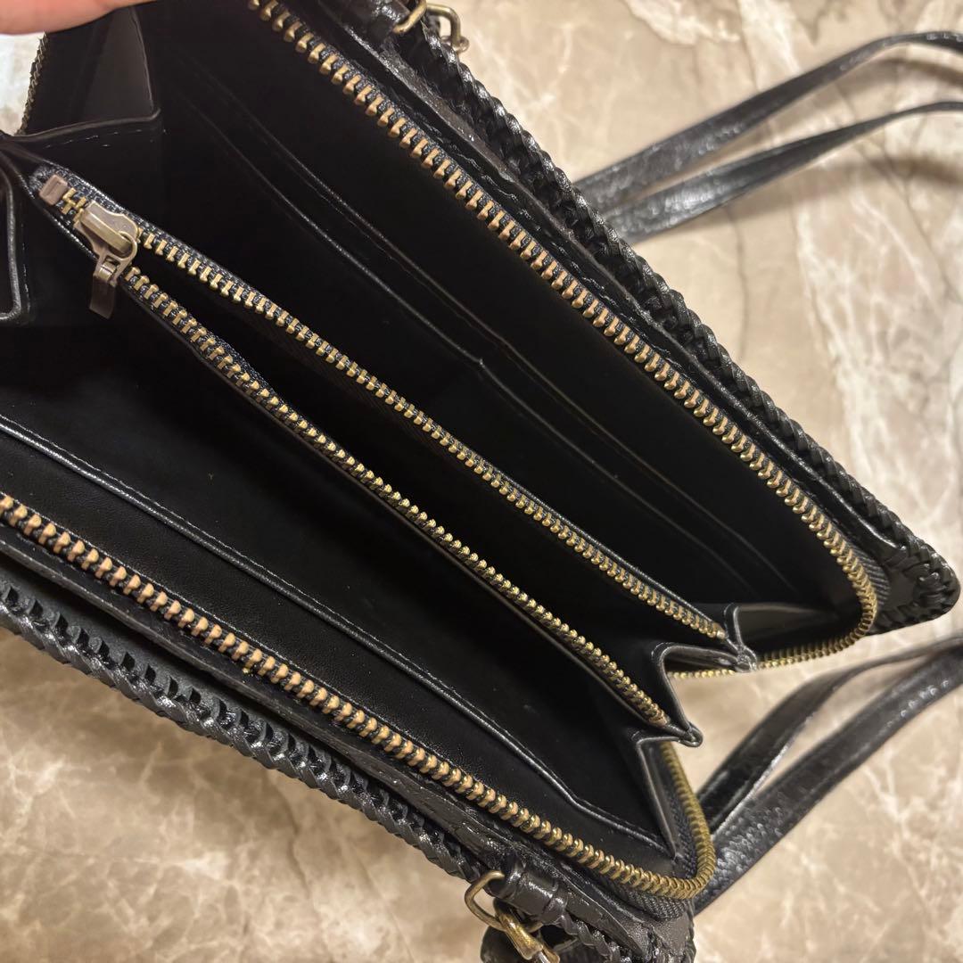 ( 新品 ) ハンドメイド 本革 お財布 ショルダー
