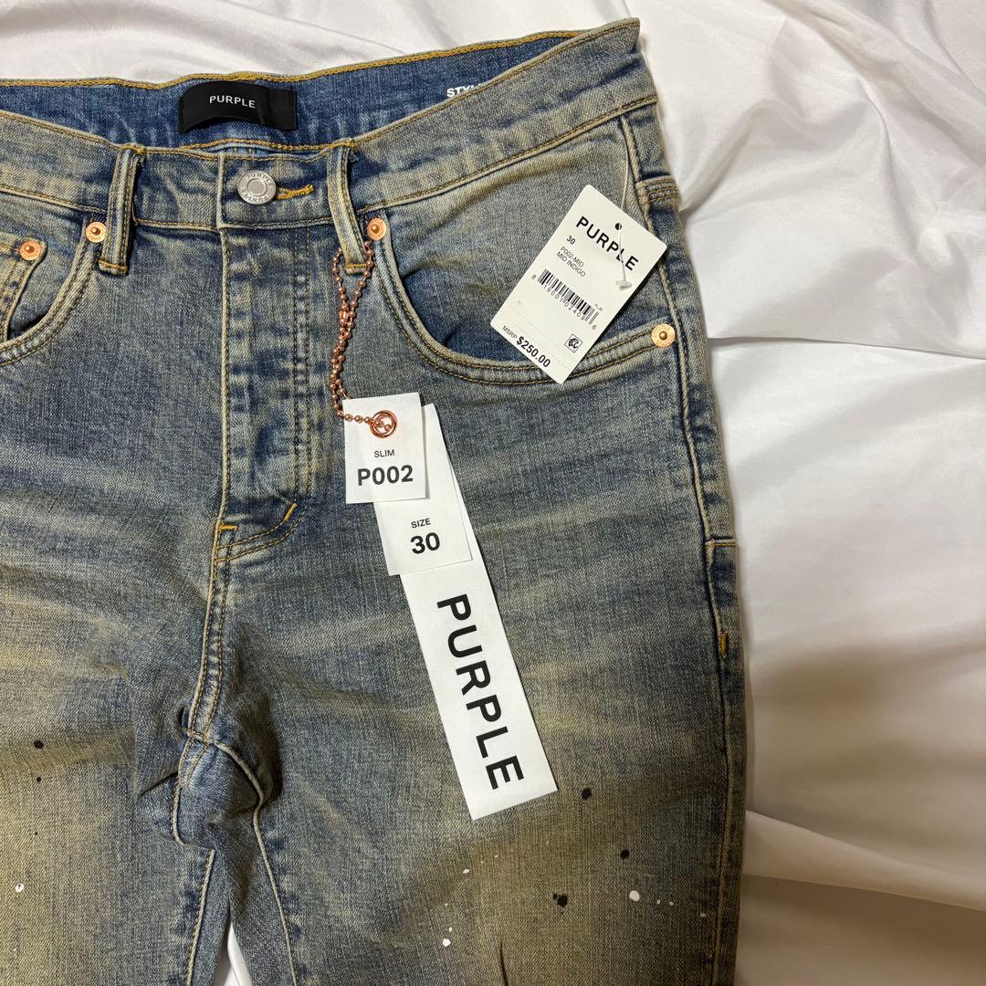 希少 即完売サイズ 30前後タグ パープルブランド ダメージ デニム
