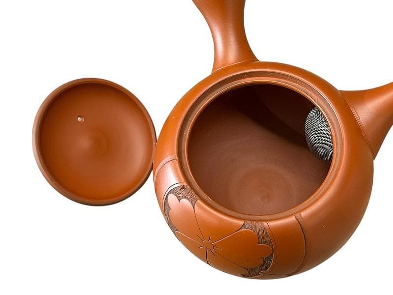 旧家蔵出 新品 常滑焼 吉川雪堂 吉川壺堂 合作 朱泥 急須 茶器 真作保証 ②