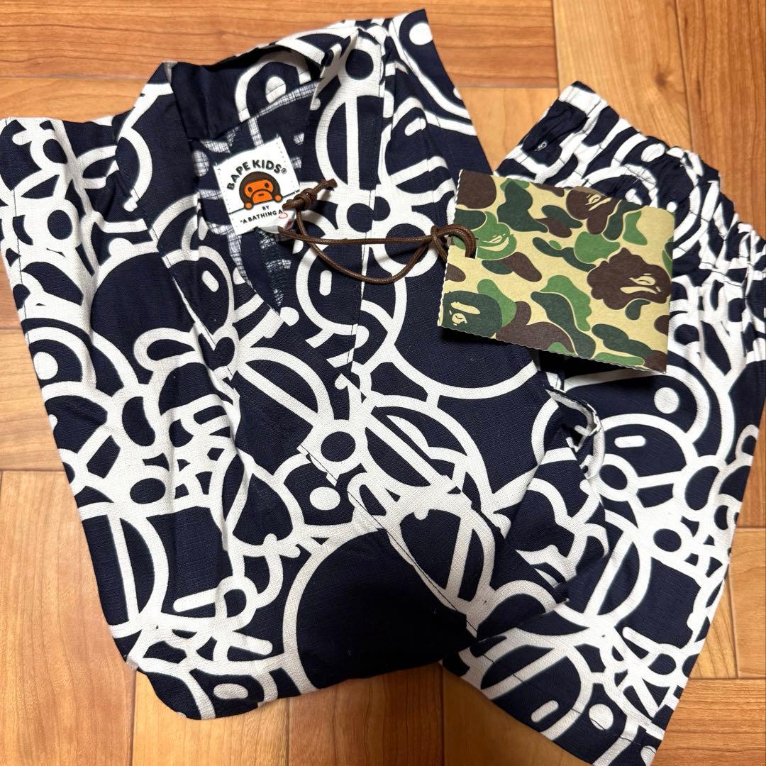 エイプ　甚平 100cm 女の子　スカート レア ネイビー 新品　タグ付き