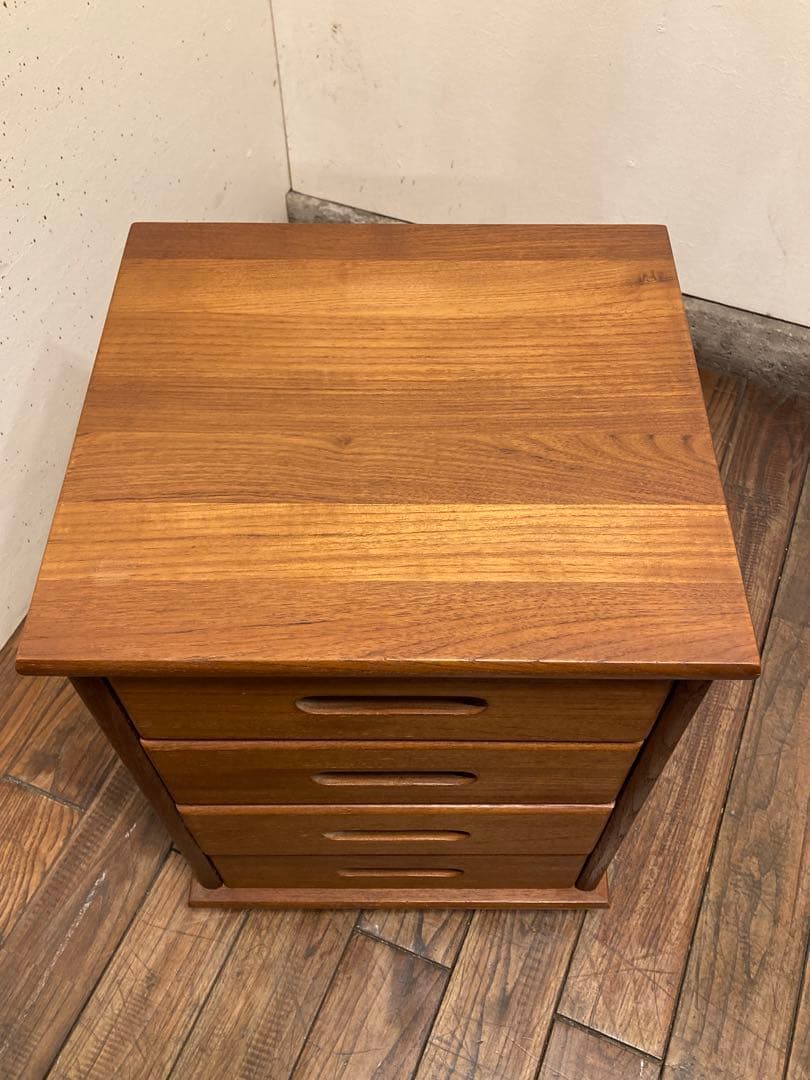 80's ヴィンテージ チーク無垢材 小引き出し サイドテーブル 北欧モダン