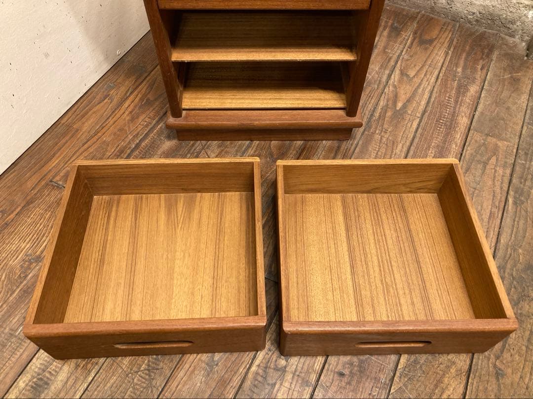 80's ヴィンテージ チーク無垢材 小引き出し サイドテーブル 北欧モダン