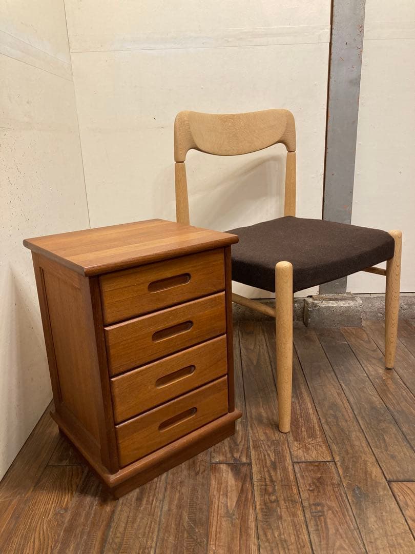 80's ヴィンテージ チーク無垢材 小引き出し サイドテーブル 北欧モダン