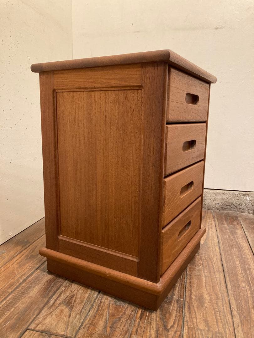 80's ヴィンテージ チーク無垢材 小引き出し サイドテーブル 北欧モダン