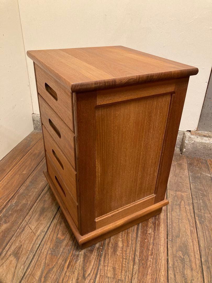 80's ヴィンテージ チーク無垢材 小引き出し サイドテーブル 北欧モダン