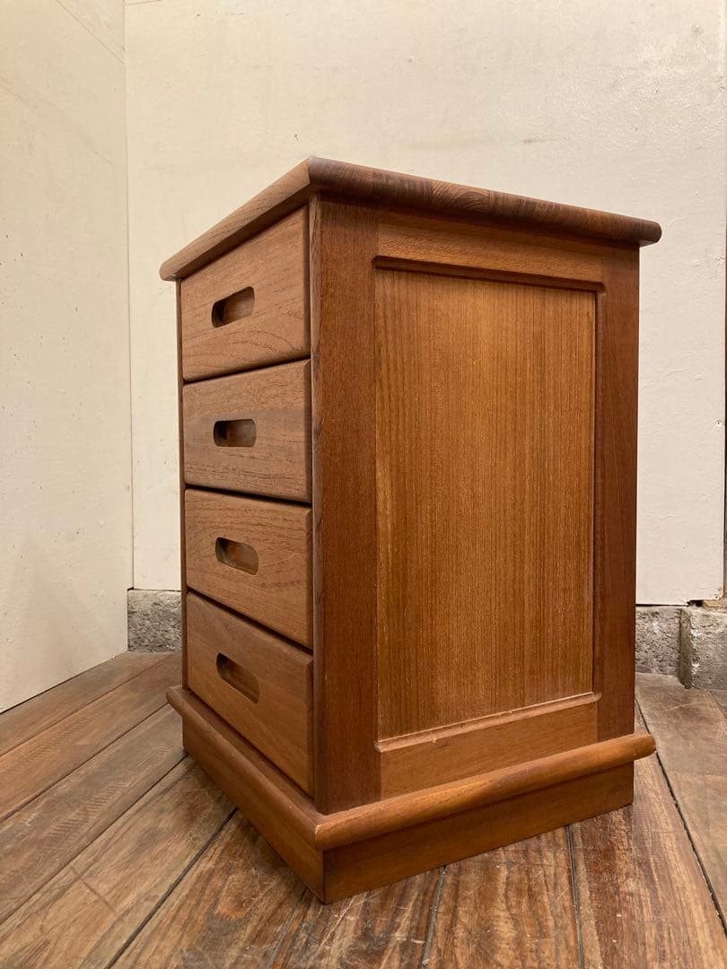 80's ヴィンテージ チーク無垢材 小引き出し サイドテーブル 北欧モダン