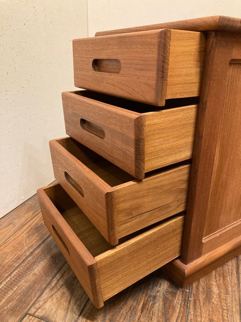 80's ヴィンテージ チーク無垢材 小引き出し サイドテーブル 北欧モダン