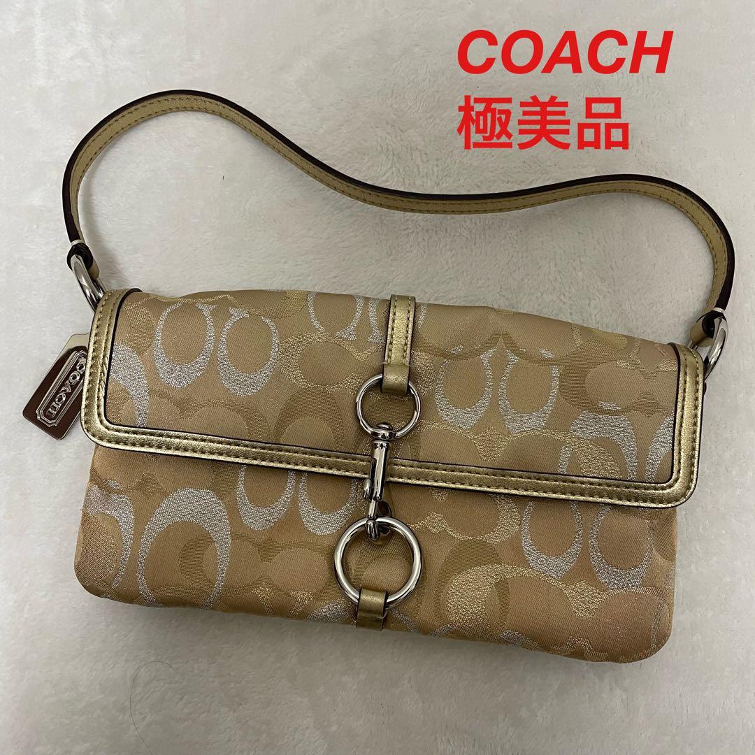 COACH コーチ　アクセサリーポーチ　ハンドバッグ　フック　ゴールド