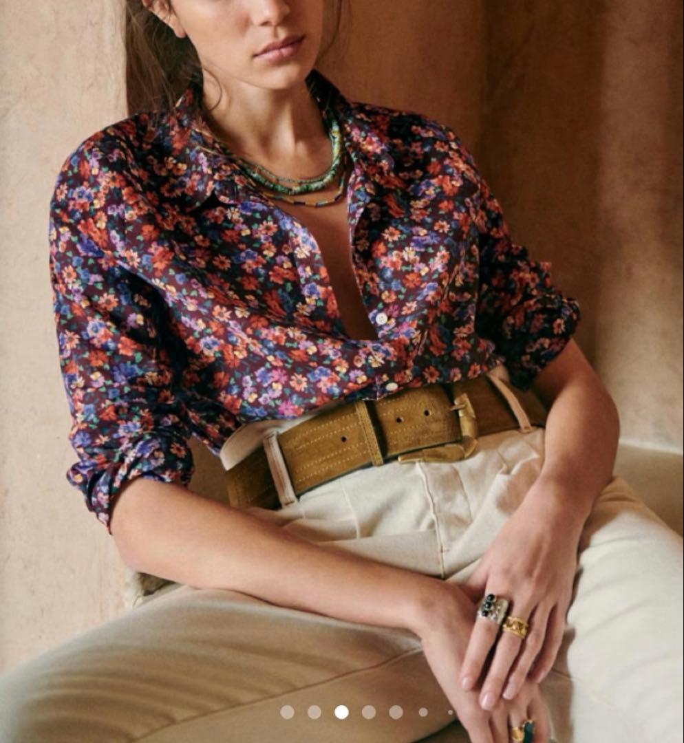 キャサリン妃愛用 SEZANE セザンヌ フラワーシャツ パープル　Sézane