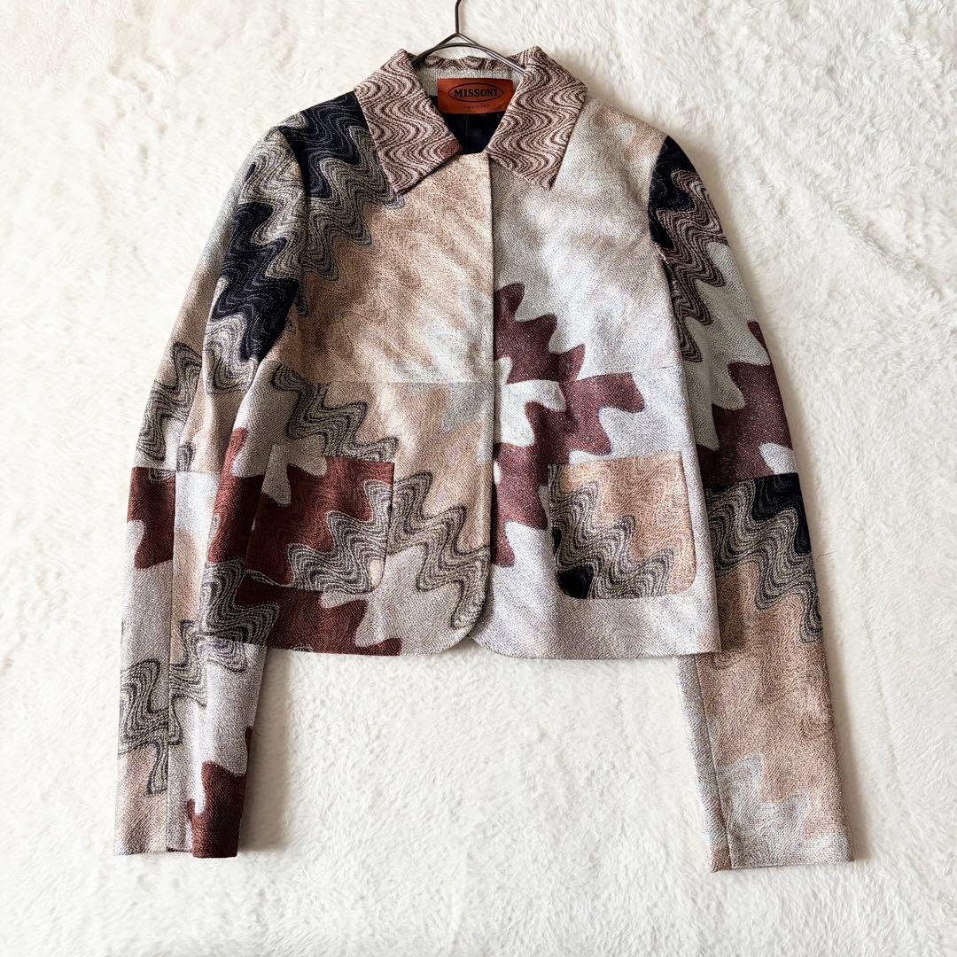 6174 美品✨ ミッソーニ テーラードジャケット 総柄 マルチカラー イタリア