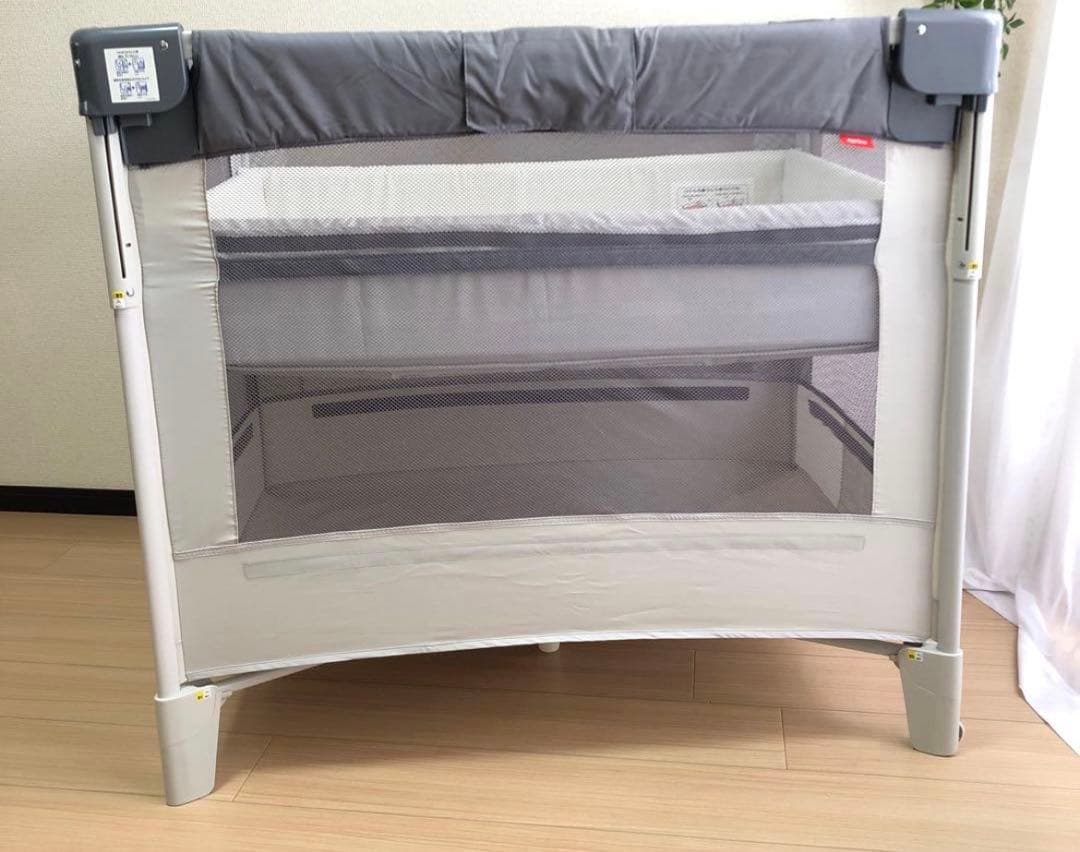 折りたたみ式メッシュベビーベッド グレー