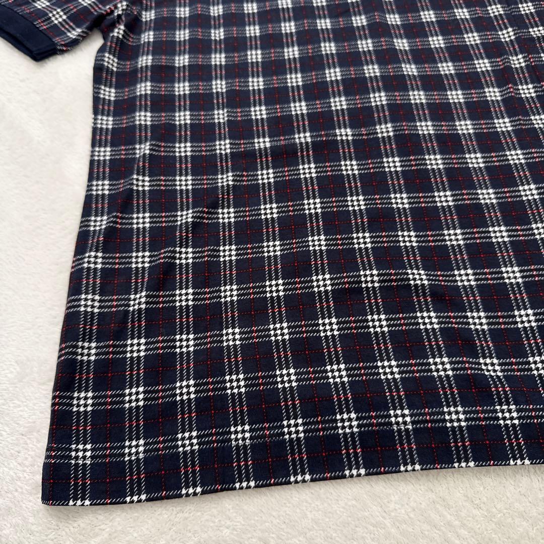 新品未使用 バーバリーズ ポロシャツ 金ボタン ノバチェック ネイビー 収縮性