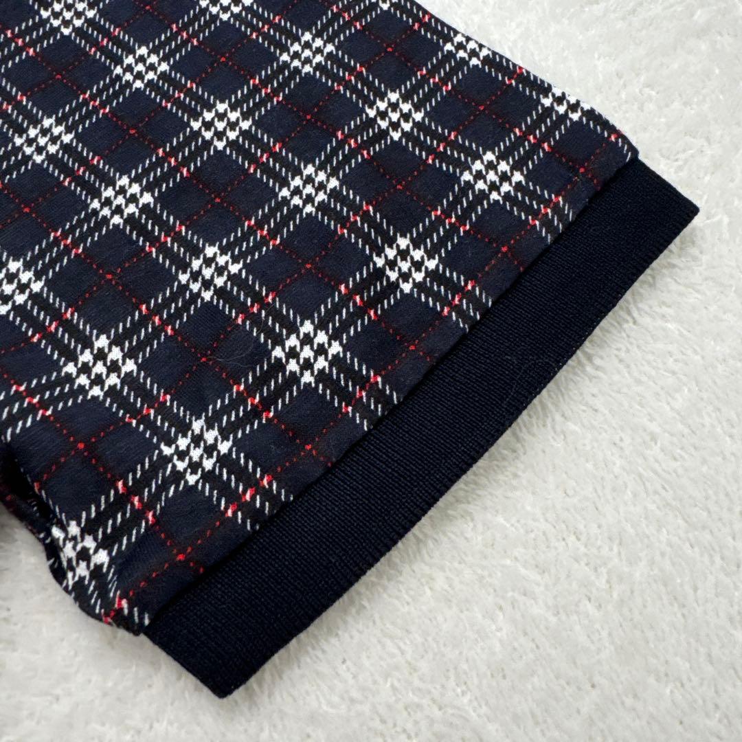 新品未使用 バーバリーズ ポロシャツ 金ボタン ノバチェック ネイビー 収縮性