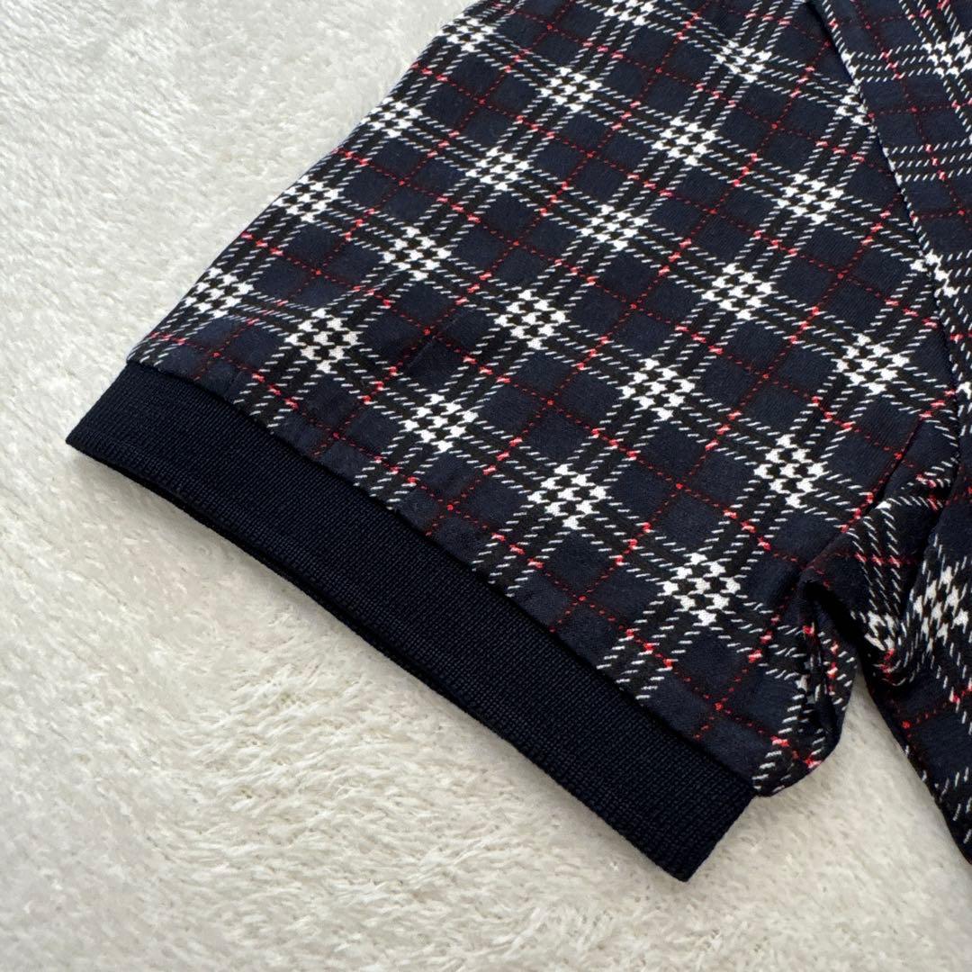 新品未使用 バーバリーズ ポロシャツ 金ボタン ノバチェック ネイビー 収縮性