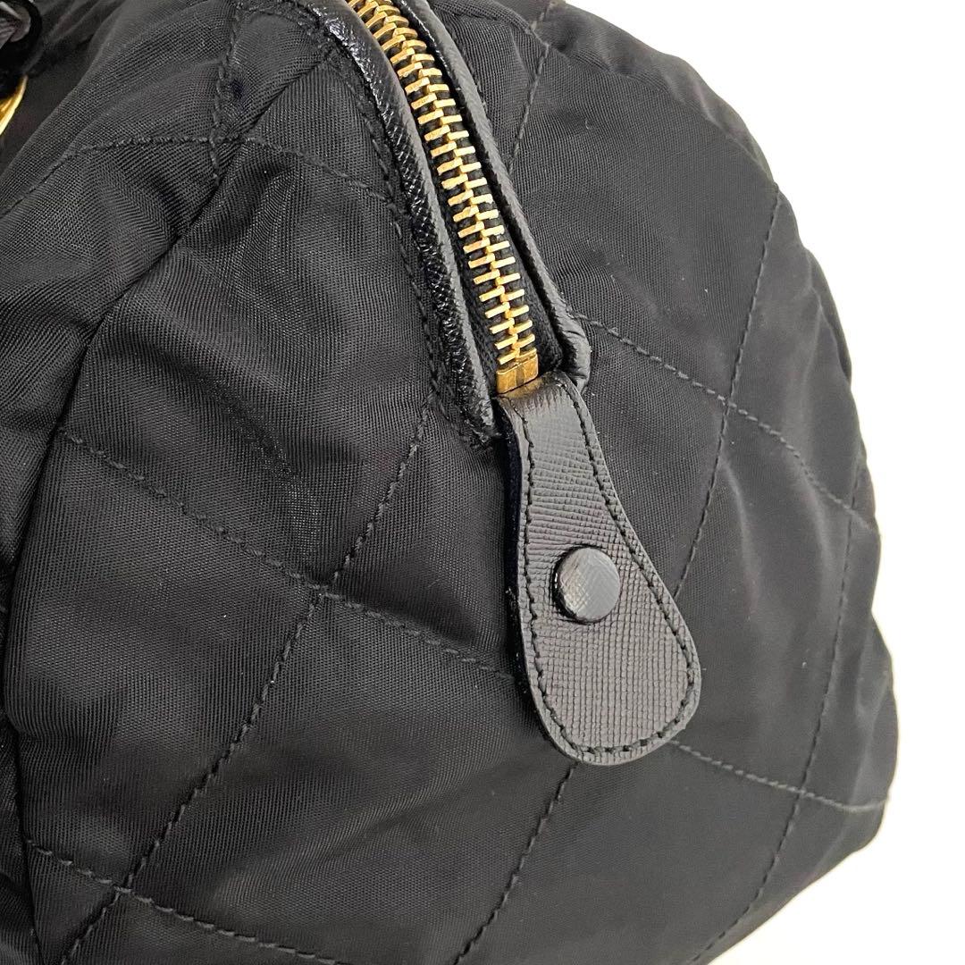 【極美品〜美品】プラダ キルティング ハンドバッグ ナイロン×サフィアーノレザー