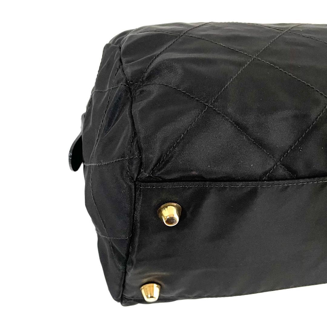 【極美品〜美品】プラダ キルティング ハンドバッグ ナイロン×サフィアーノレザー