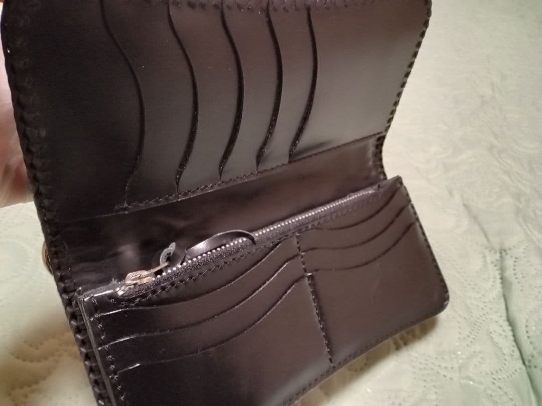 ★mamakin カービングウォレットカスタム革レザー/革フック＆ループコンチョ