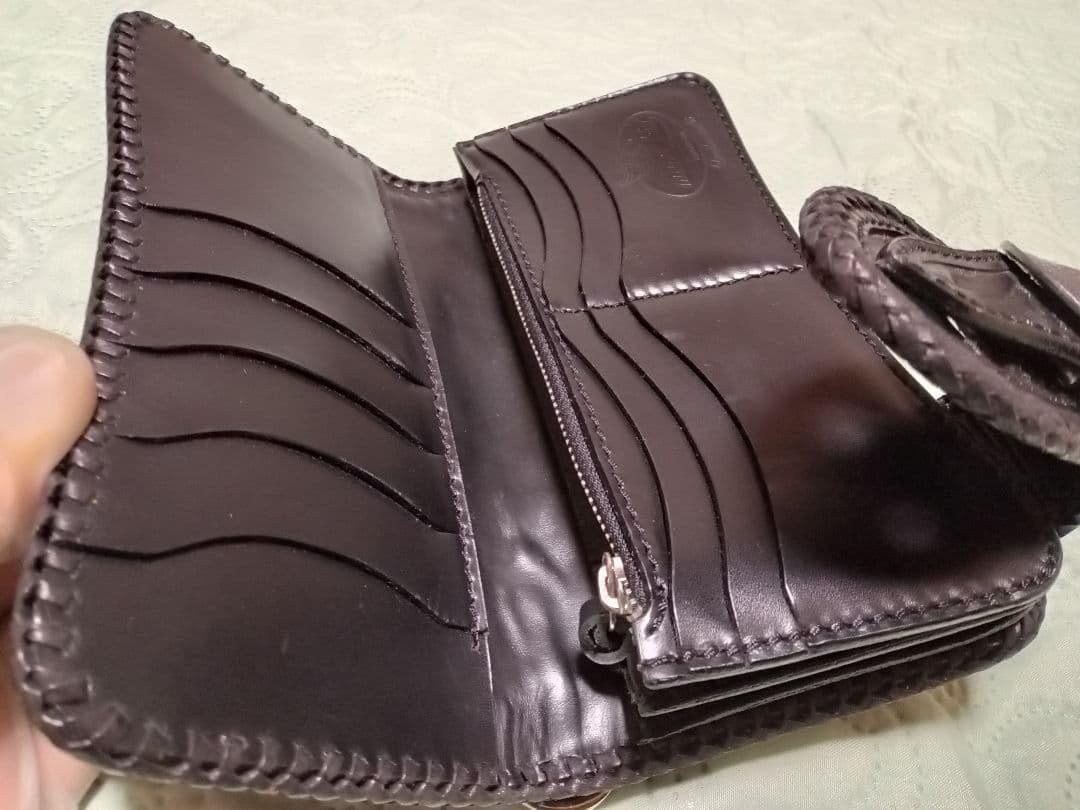 ★mamakin カービングウォレットカスタム革レザー/革フック＆ループコンチョ