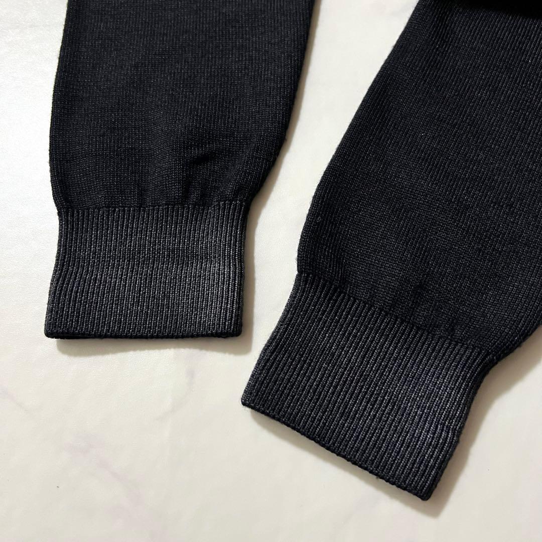 美品パパス 2024年製 ニット 刺繍ロゴ クマ ウール チャコールグレー48