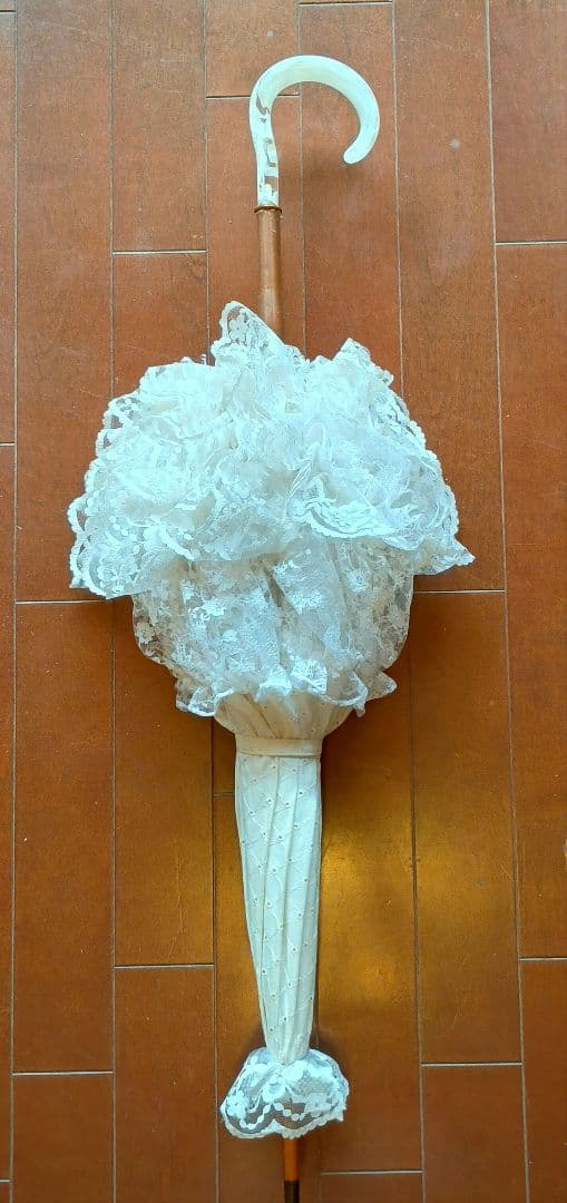 レース付きホワイト傘 八角形　ヴィクトリアンメイデン