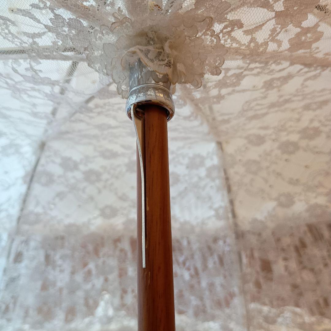 レース付きホワイト傘 八角形　ヴィクトリアンメイデン