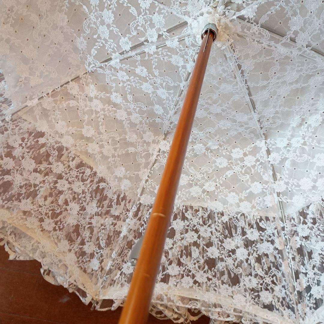レース付きホワイト傘 八角形　ヴィクトリアンメイデン
