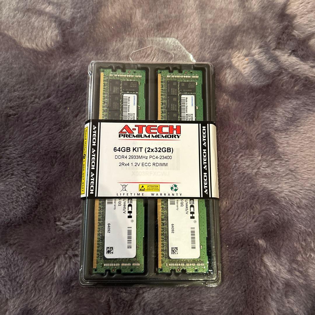 メモリー A-Tech 64GB KIT (2x32GB)DDR4 2933MHz ECC
