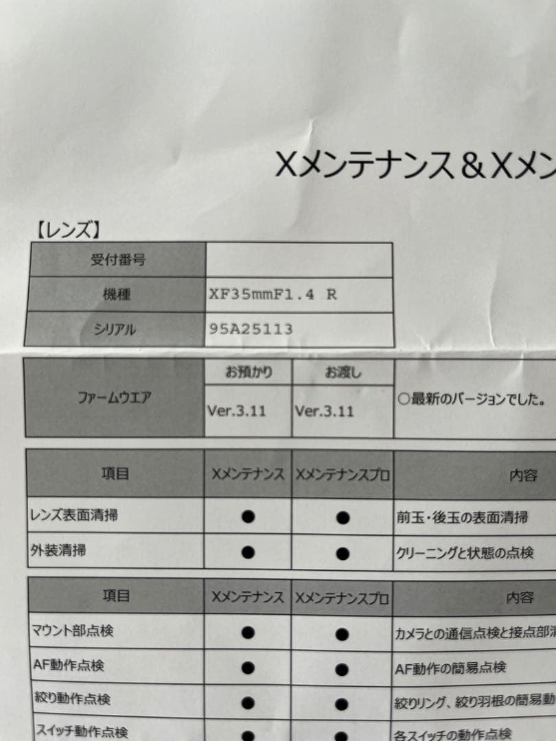 FUJIFILM XF 35mm F1.4 Xメンテナンス済